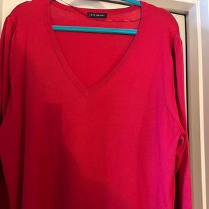 Deep red Lane Bryant sweater.